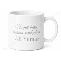 Gümüş Renk İsim Baskılı Kupa Bardak Kişiye Özel Tasarım Hediye