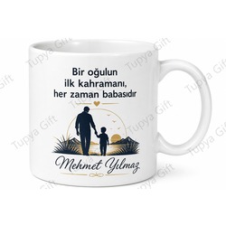 Oğul Babası Özel Tasarım Kupa Bardak Babalar Günü Hediyesi