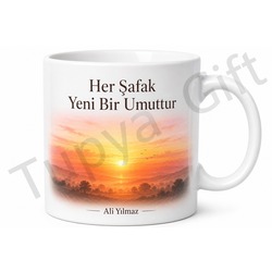 Gün Doğumu Temalı Motivasyon Baskılı Kupa Bardak Hediye