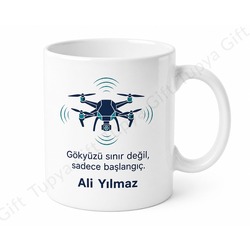 Drone Pilotu Hediyesi Kişiye Özel Baskılı Kupa Bardak Drone Severler İçin