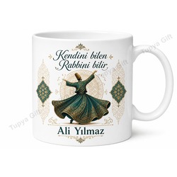 Tasavvuf Temalı Kişiye Özel Baskılı Kupa Bardak Hediye Mevlana Sufi