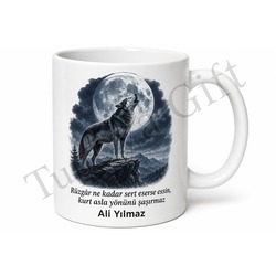 Kurt Temalı Baskılı Kupa Bardak Hediye Özel Tasarım Porselen Mug