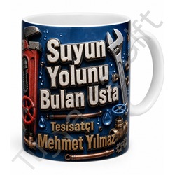 Tesisatçıya Hediye Kişiye Özel Baskılı Kupa Bardak Tesisatçı Hediyesi