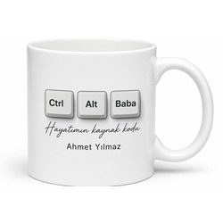 Ctrl Alt Baba Yazılı Bilgisayar Temalı Kupa Bardak Babalar Günü Hediye