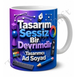 Tasarımcıya Hediye İsimli Baskılı Kupa Bardak Özel Tasarım Grafiker Hediyesi