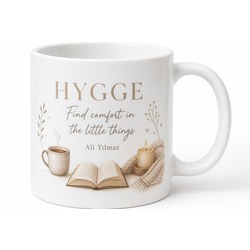 Hygge Yazılı Rahatlık İngilizce Kupa Bardak Özel Tasarım Hediye Mug
