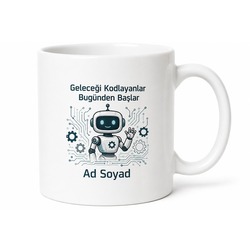 Robotik Meraklısı İçin Kişiye Özel Teknoloji Temalı Baskılı Kupa Bardak Hediye