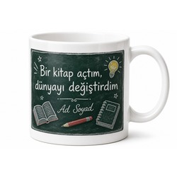 Öğretmen Tebeşir Yazısı Sınıf Tahtası Eğitim Neferi Kupa Bardak Hediye