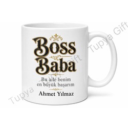 Boss Baba Yazılı Komik Kupa Bardak Babalar Günü Özel Hediye Baskılı