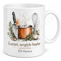 Gurme Temalı Kişiye Özel Baskılı Kupa Bardak Aşçı Hediye Mutfak
