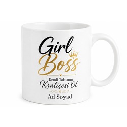 Girl Boss Yazılı Kız Patronlara Özel Motivasyon İngilizce Kupa Bardak Hediye