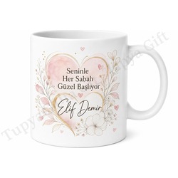 Nişanlı İçin Özel Tasarım Seramik Baskılı Kupa Bardak Özel Gün Hediyesi