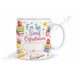 Sınıf Öğretmenine İsme Özel Kupa Bardak Öğretmenler Günü Hediye Sublimation Baskılı