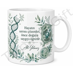 Biyologa Hediye İsme Özel Baskılı Kupa Bardak Biyoloji Hediyesi
