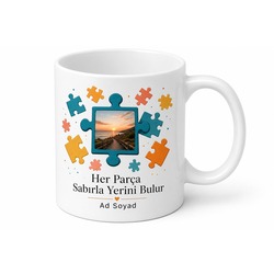 Puzzle Sever İçin Fotoğraflı ve İsimli Baskılı Kupa Bardak Hobi Hediyesi