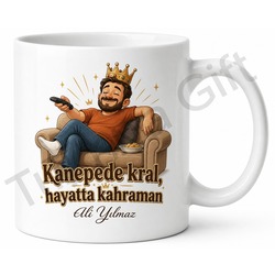 Kanepede Kral Baba Yazılı Eğlenceli Kupa Bardak Babalar Günü Hediye