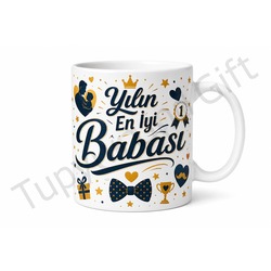 Yılın En İyi Babası Yazılı Kişiye Özel Baskılı Kupa Bardak Babalar Günü Hediye