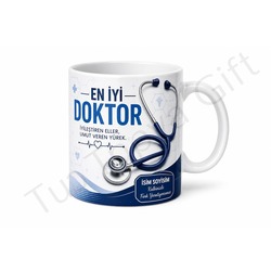 Doktora Hediye İsme Özel Baskılı Kupa Bardak Doktor Hediyesi Özel Tasarım