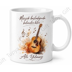 Gitarist Temalı Kişiye Özel Baskılı Kupa Bardak Müzisyen Hediye