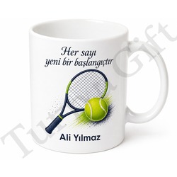 Tenisçiye Hediye Kişiye Özel Baskılı Kupa Bardak Tenis Severler İçin