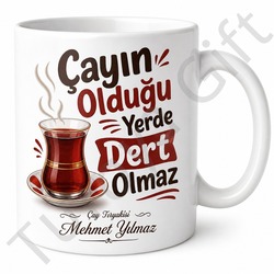 Çay Tiryakisi Yazılı Komik Baskılı Kupa Bardak Hediye Çay Severlere Özel