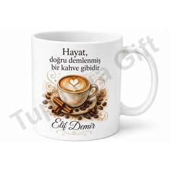 Cappuccino Temalı Kahve Sever Baskılı Kupa Bardak Kahve Hediye