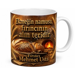 Fırıncıya Hediye İsimli Baskılı Kupa Bardak Fırıncı Özel Tasarım Hediye