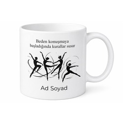 Modern Dans Figürleri Silüeti Çizimli Kuralları Yıkan Beden Dili Kupa Bardak Hediye