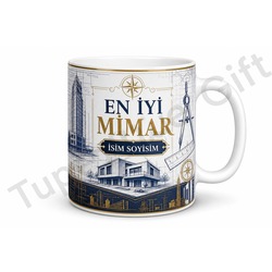 Mimara Hediye İsme Özel Baskılı Kupa Bardak Mimar Tasarım Hediyesi