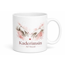 Kader İkimizi Birleştirdi Kırmızı İp Serçe Parmağı Efsanesi Aşk Kupası Hediye