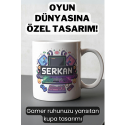 Kişiye Özel Gamer Tasarımlı İsimli Kupa Hediyelik - Oyun Dünyasına Özel Tasarım