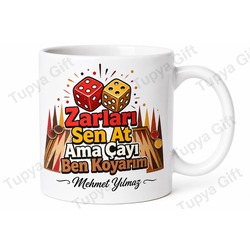 Tavla Sever Baba Yazılı Eğlenceli Kupa Bardak Babalar Günü Hediye