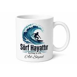 Surfing Is Life Yazılı Sörf Hayattır Kupa Bardak Sörfçü Hediye
