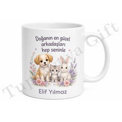 Hayvan Figürlü Çocuk Kupası Kişiye Özel Baskılı Hediye Bardak