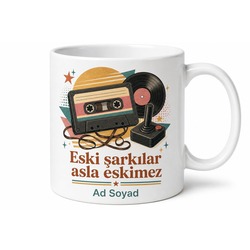 Retro Nostalji Kupa Kasetçalar Atari Salonu Eski Şarkılar Özel Tasarım Hediye Bardak