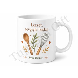 Yemek Tarifi Sever İçin Baskılı Kupa Bardak Hediye Özel Tasarım Porselen