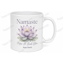 Namaste Yazılı Yoga Temalı Baskılı Kupa Bardak Yoga Sever Hediye