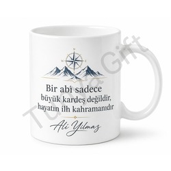 Dünyanın En İyi Abisi Yazılı Baskılı Kupa Bardak Abiye Hediye