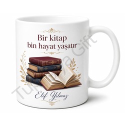 Edebiyat Sever İçin Kişiye Özel Baskılı Kupa Bardak Kitap Hediye