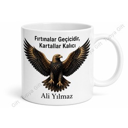 Kartal Temalı Baskılı Kupa Bardak Özel Tasarım Hediye Porselen Mug