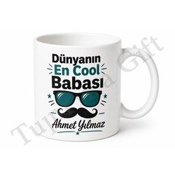 Dünyanın En Cool Babası Yazılı Kupa Bardak Babalar Günü Hediyesi Baskılı