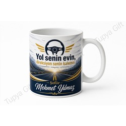 Şoföre Hediye Kişiye Özel Baskılı Kupa Bardak Şoför Hediyesi Tasarım Kupa