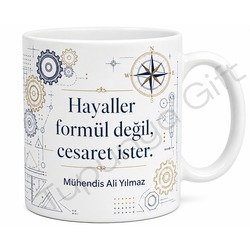 Mühendislik Mezununa Hediye Baskılı Kupa Bardak Özel Tasarım Mezuniyet