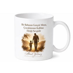 Babamın Mirası Sevgi Yazılı Kupa Bardak Babalar Günü Hediyesi Baskılı Kupa