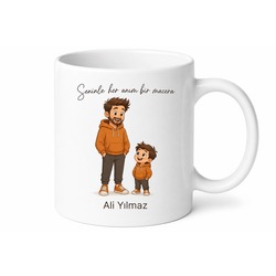 Seninle Her Anım Baba Temalı Eğlenceli Kupa Bardak Babalar Günü Hediyesi