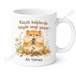 Hamster Sever Temalı Baskılı Kupa Bardak Hediye Porselen Mug