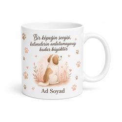 İsme Özel Köpek Annesi Temalı Baskılı Porselen Kupa Bardak Hediye
