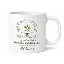 İsme Özel Vegan Hayvan Sever Yazılı Baskılı Kupa Bardak Hediye