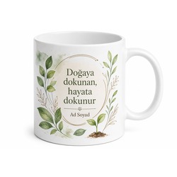 Organik Yaşam Temalı Özel Baskılı Porselen Kupa Bardak Doğa Hediye