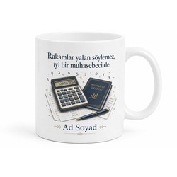 Muhasebeciye Hediye Hesap Temalı Özel Baskılı Porselen Kupa Bardak